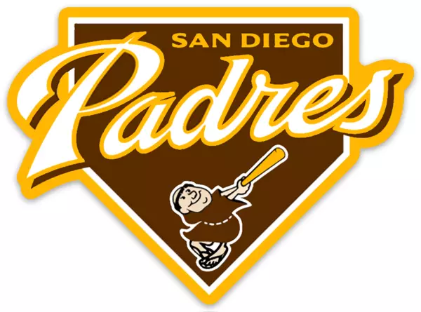 San Diego Padres Friar Swinging Bat Home Plate Logo MLB Baseball Die-Cut MAGNET