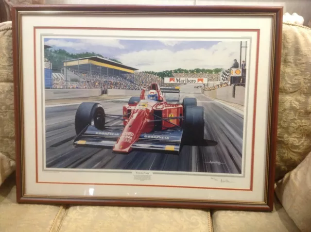 F1 ALAIN PROST "First To Forty No1/500 VERY RARE FRAMED PRINT, ARTIST SIGNED