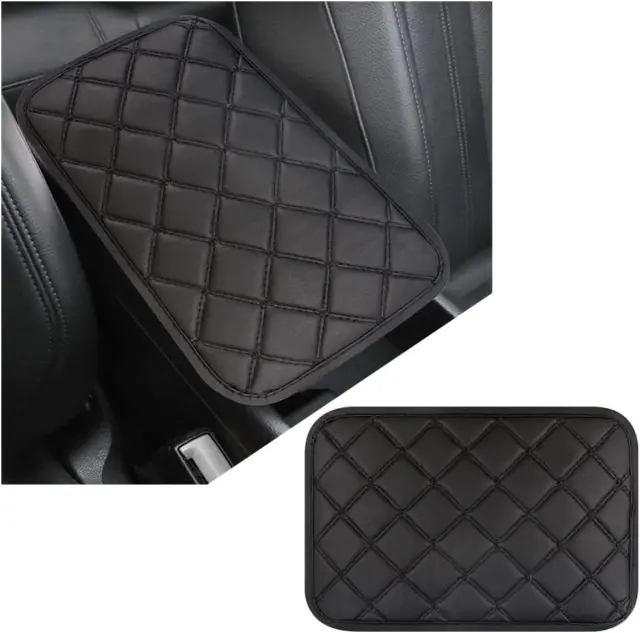 Leather Car Armrest Cover for Scratch Center Console Protector,Rhombic Embroider