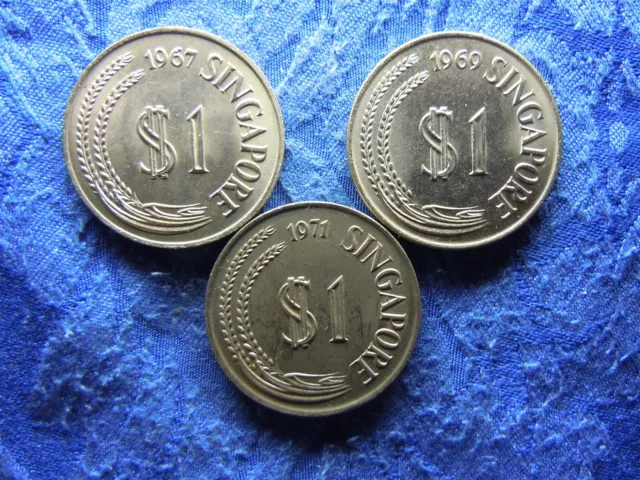 Singapore 1 Dollar 1967, 1969, 1971, Km6 Au