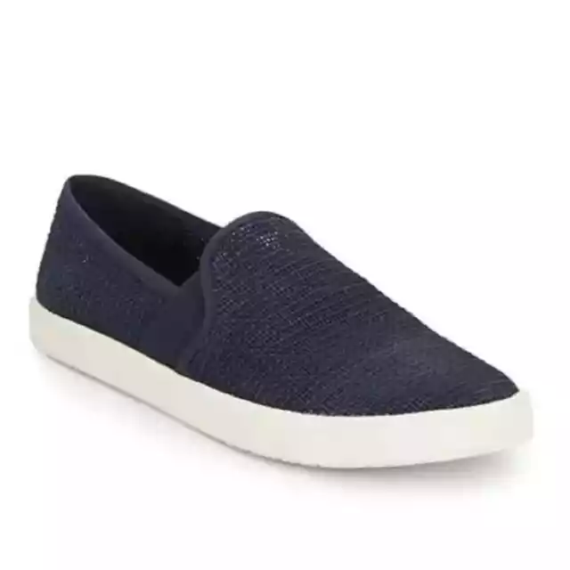 Vince Preston Woven Slip-On Sneakers Genuine Leather Blue Navy Size 8