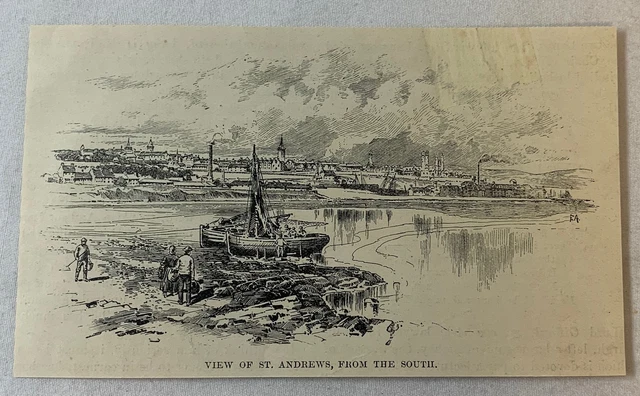 1895 magazine engraving - VIEW OF ST ANDREWS FROM THE SOUTH Scotland golf