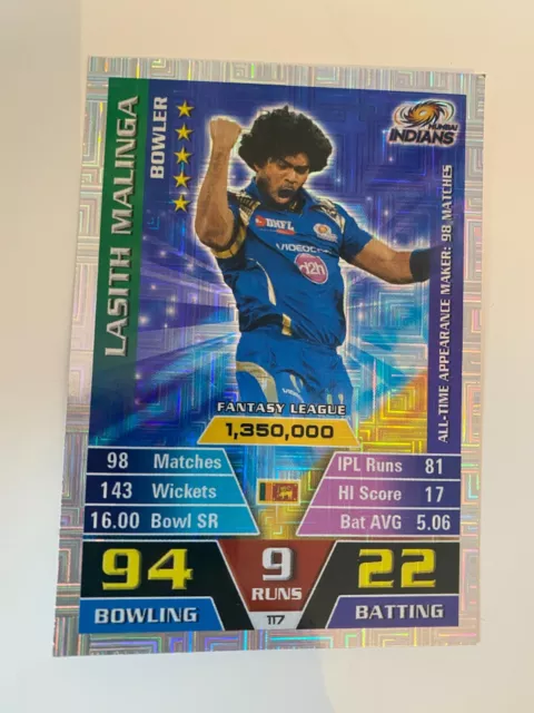 2016-17 Cricket Attax IPL Foil Lasith Malinga Mumbai Indians