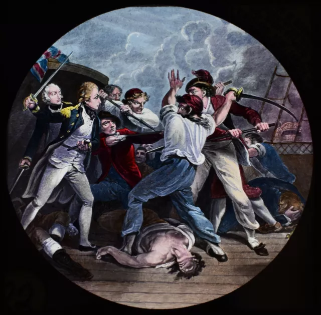 Magic Lantern Slide NELSON BOARDING THE SAN JOSEF C1890 LORD HORATIO NELSON