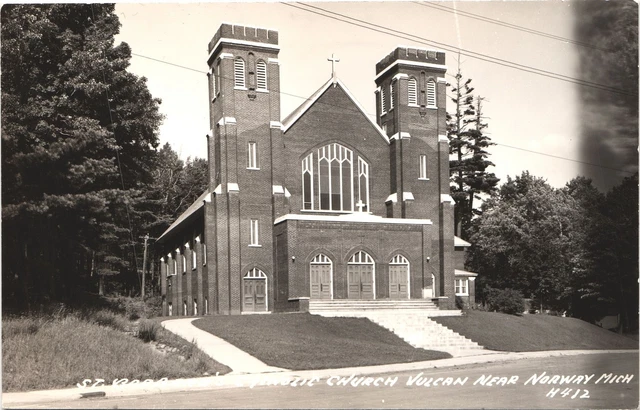 ST BARBARAS CATHOLIC CHURCH antique real photo postcard rppc VULCAN MICHIGAN MI
