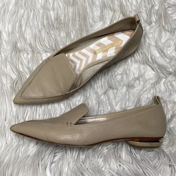$495 Nicholas Kirkwood BEYA Tan Leather Loafers Flats Size 35.5 5.5
