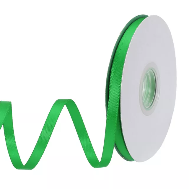 1/4" 25 Yard Double Faced Solid Satin Ribbon Polyester Fabric Green