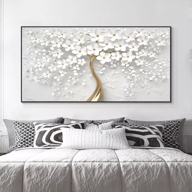 Abstract White Flowers Canvas Painting Modern Plant Posters And Prints Wall Art