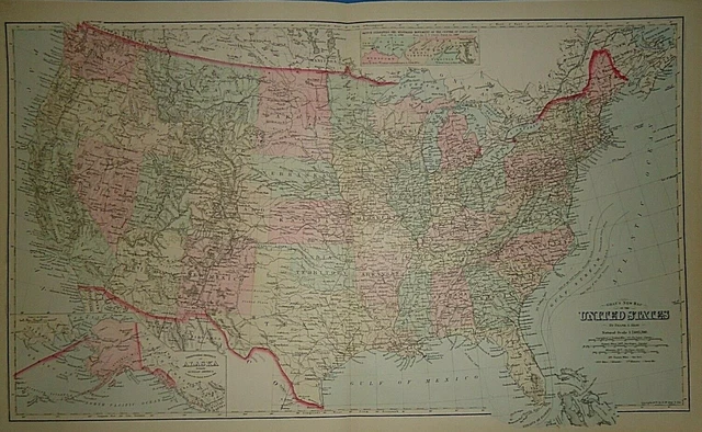 Vintage 1883 WESTERN TERRITORIES UNITED STATES Map Old Antique Original OW GRAY