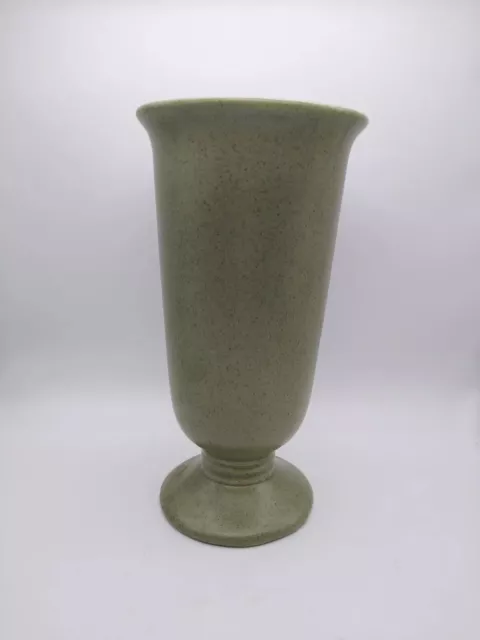 Haeger Art Pottery Green Speckled Pedestal Vase 9"x4.5"