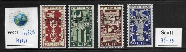 WC1_14228. ITALY: TRIESTE FTT. 1949 BIENNAL ART IN VENICE set. Scott 36-39. MNH