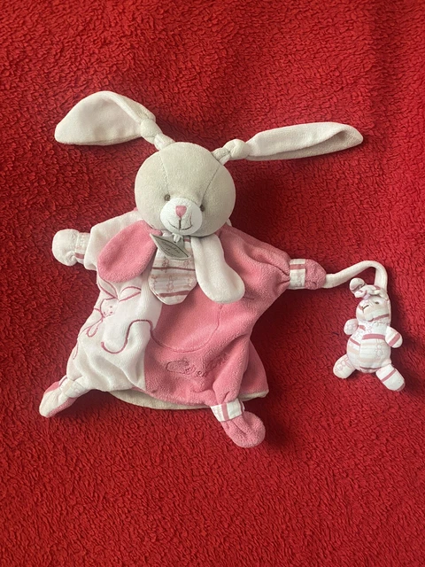 🇫🇷Doudou Marionnette Lapin Blanc Rose Célestine DOUDOU & COMPAGNIE TTBE