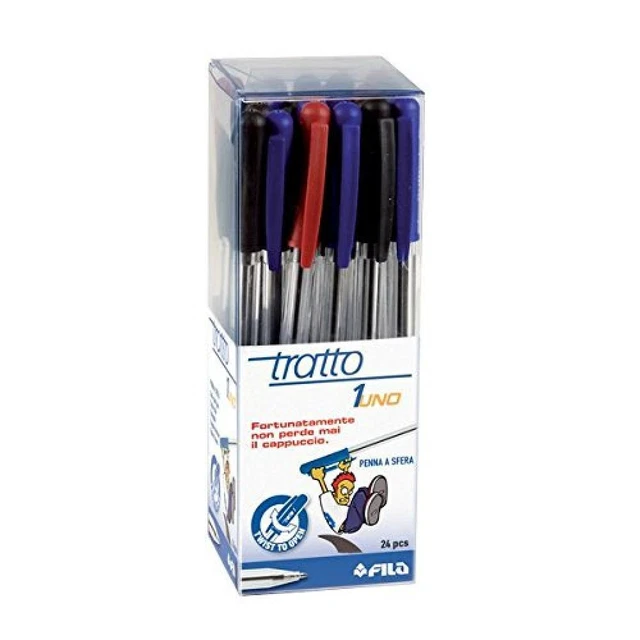 Tratto 1 penna a sfera con cappuccio incorporato, confezione con 24pz - NUOVO