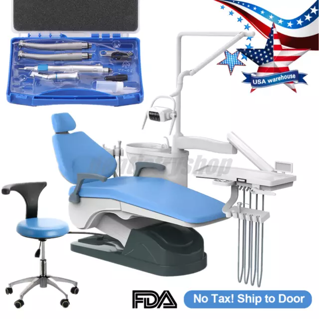 Dental Unit Chair Hard Leather Computer Controlled DC Motor+Stool+Handpiece Kits