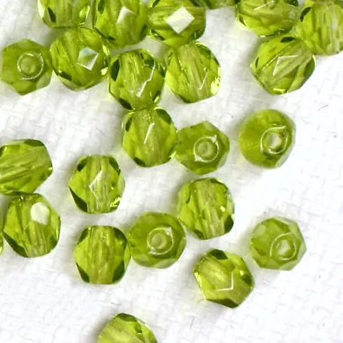 60  FACETTES  Cristal de Bohême  4 MM  OLIVINE MEDIUM