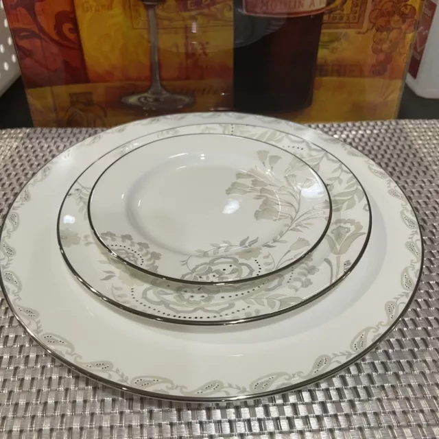 Marchesa By Lenox Paisley Bloom  Bone China Plates 3 pc set Dinner/ Salad/Butter