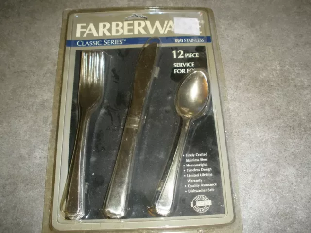 NEW Farberware Classic series 18/0 Stainless 12 Piece Flatware CHATHAM Service 4