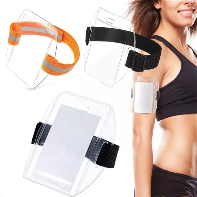 5/3PCS Vertical Arm Band ID Badge Holder Black or Orange Strap