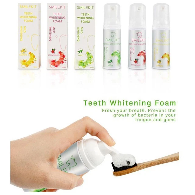 Para eliminar manchas enjuague bucal pasta de dientes espuma blanqueadora dientes mousse blanqueador de dientes