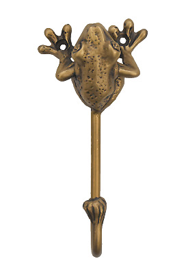 Brass Hanger Hook Small FROG Figurine Hat Coat Wall Mounted Vintage Home Decor