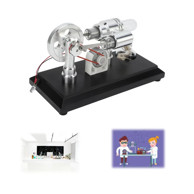 Moteur Stirling Éducatif – Modèle De Bureau à Air Chaud – Générateur De Puissance Avec Lampe LED – Démonstration Physique