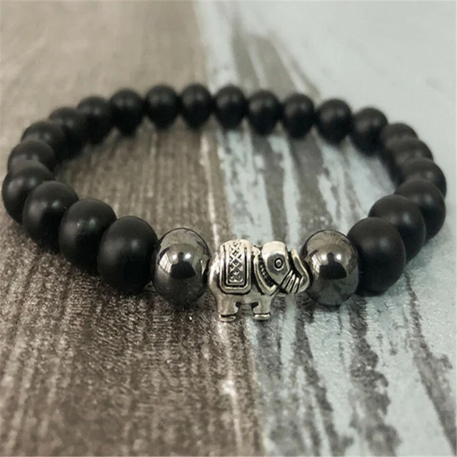 8mm Frosted Obsidian Gemstone mala Bracelet 7.5 inches Unisex Reiki Wrist Bless
