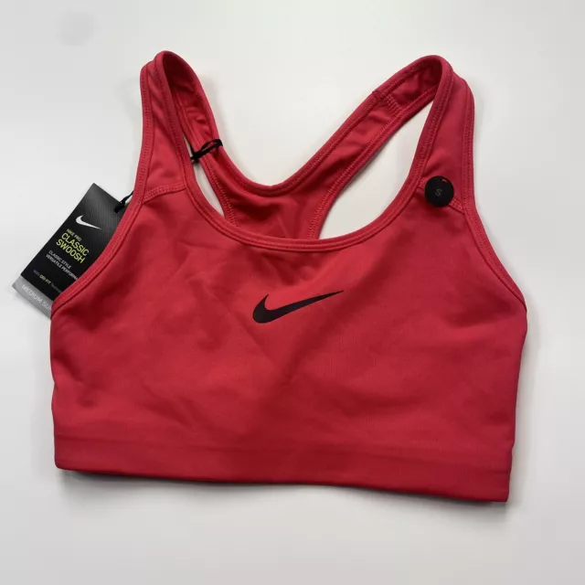 Nike Women's Classic Pro Swoosh Sports Bra Racer Pink Red 871776 645 Size Small