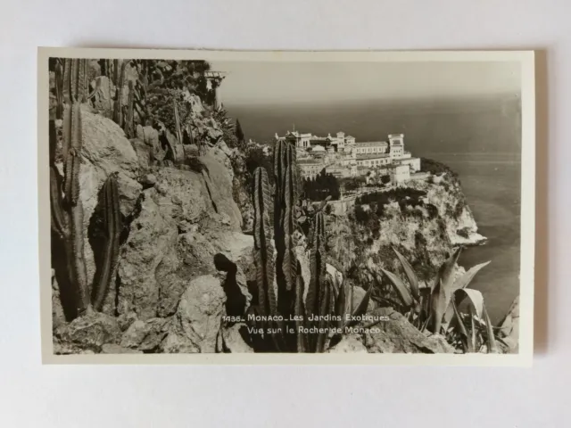 Monaco B&W Postcard c1938 Les Jardins Exotiques
