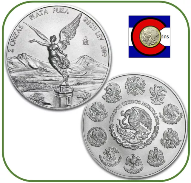 2023 Mexico BU Silver Libertad 2 oz Coin in Direct Fit Capsule