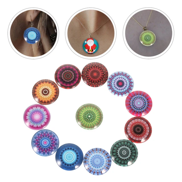 20 Pcs Zeitstein Glas-Patch-Aufkleber DIY Glaspflaster Runden