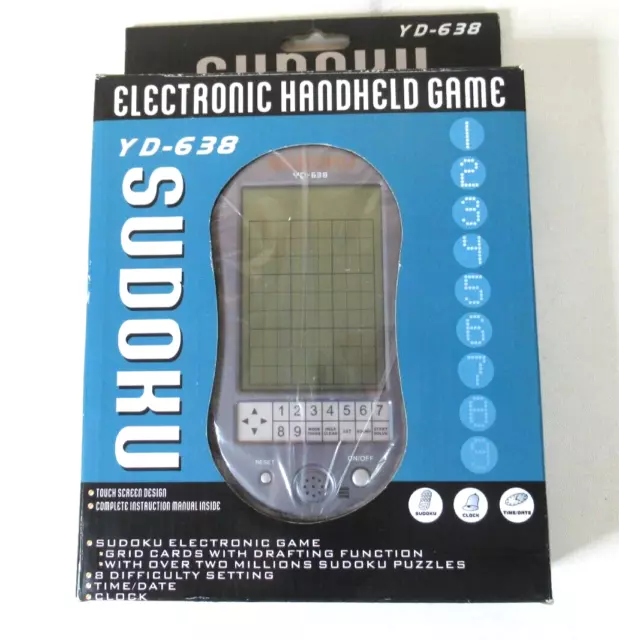 Electronic SUDOKU Handheld Game Touch Screen YD-638 W/Time, Date, & Clock - NEW