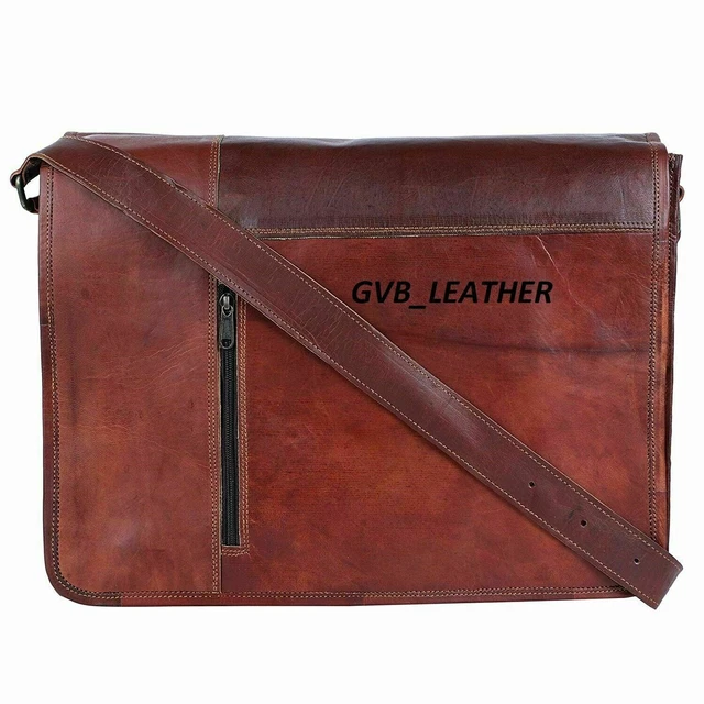 Vintage Leather Messenger Laptop Travel Briefcase Shoulder Satchel Bag...