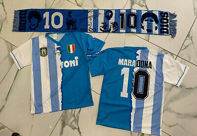 1 maglia celebrativa Maradona Argentina e Napoli insieme ricordo + sciarpa