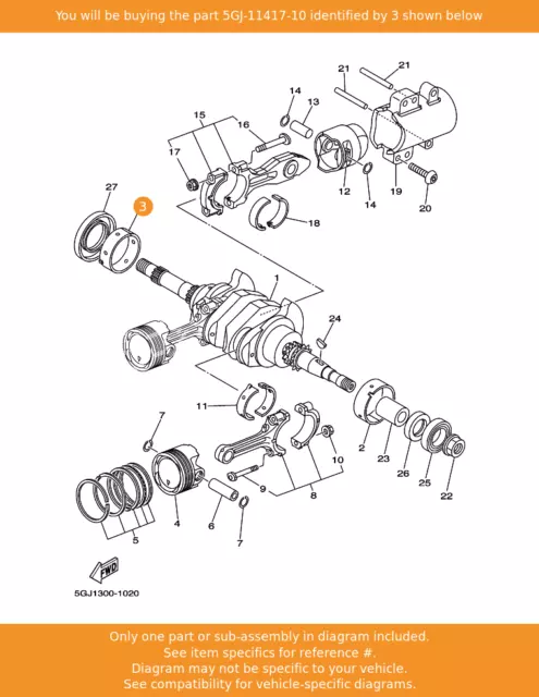 YAMAHA Plane Bearing, Crankshaft 2, 5GJ-11417-10 OEM XP500 XP530