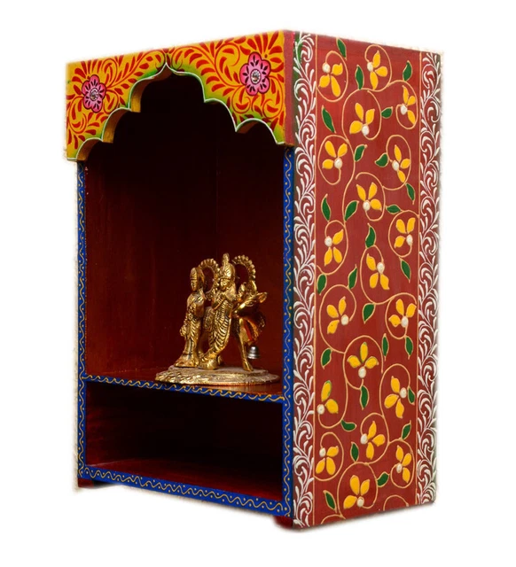 WOODEN TEMPLE HINDU Religious Brown Wooden Mandir Wall Hanging Temple