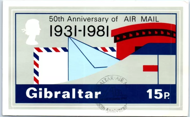 Postcard - 50th Anniversary of Air Mail (1931-1981), 15P - Gibraltar