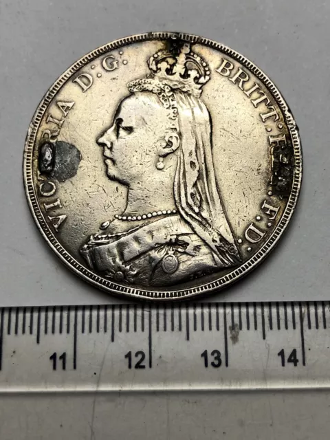 1889 Queen Victoria Silver Crown: Skilfully ENAMELLED: Rare Date (B957) 3