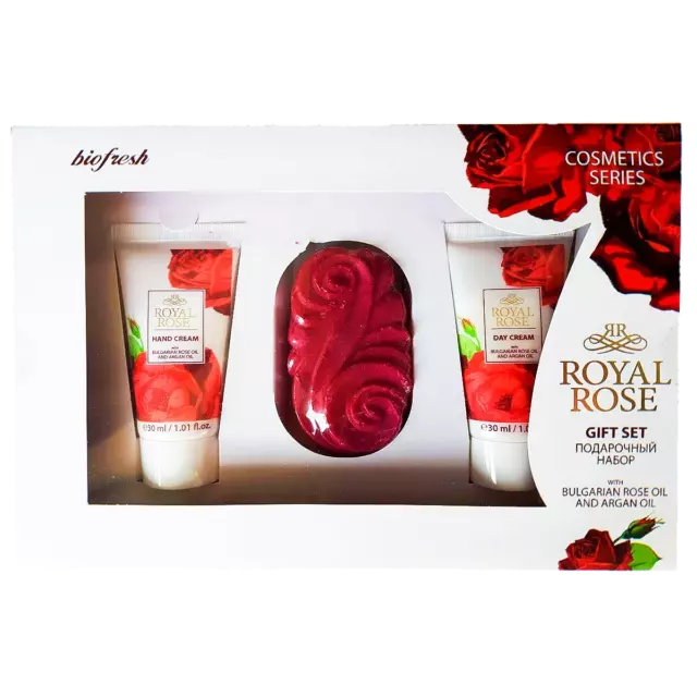 Set regalo Royal Rose,3 prodotti con olio di rosa e olio di argan