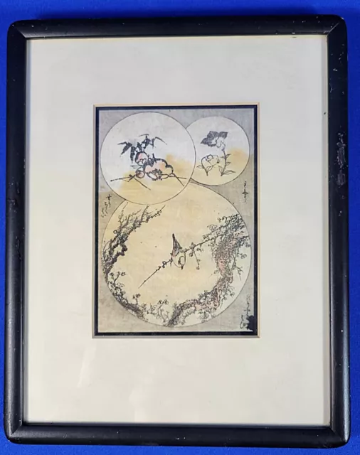 Japanese Original Old Woodcut print "A Bird" 1820 Kabutoya gallery San Francisco