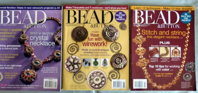 3 Bead & Button Magazines Dec 2007, Aug & Oct 2009 Issues 82, 92 & 93