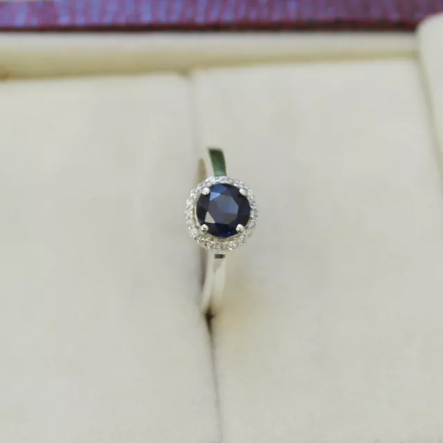 Lab Created Blue Sapphire Ring Round Cut Princess Diana Ring Sapphire Jewelry 2