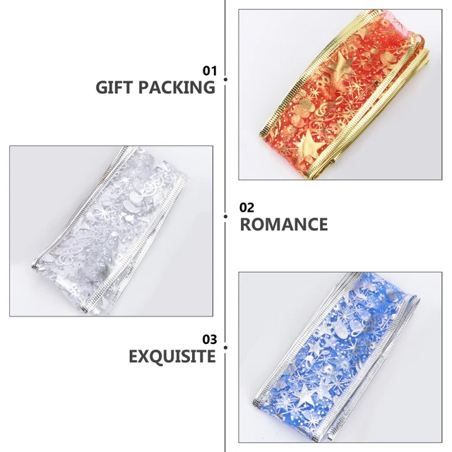 8 rollholiday xmas ribbon en von Ripsband Weihnachten Verpackung Band Band Bo 10