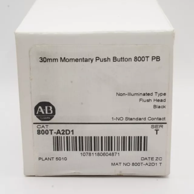 Allen-Bradley 800T-A2D1 30mm Momentary Push Button BLACK Non-Illuminated New!
