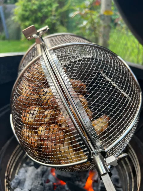 MOKUTAN Oval Basket, Rotisserie Accessory For Kamado BBQ, fits 18"+ grills