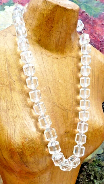Collier Fantaisie Ancien - 28 Perles De Verre Noir - Poids 160g (modèle W751) - Occasion