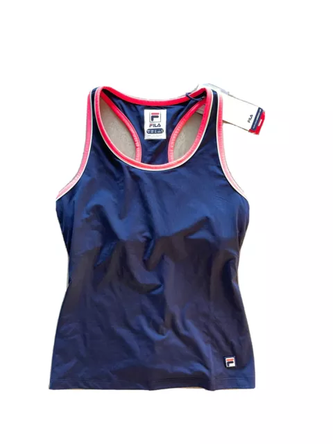 Fila Heritage Tennis Solid Racerback Tank Women's Size S Navy Pink Blue NWT