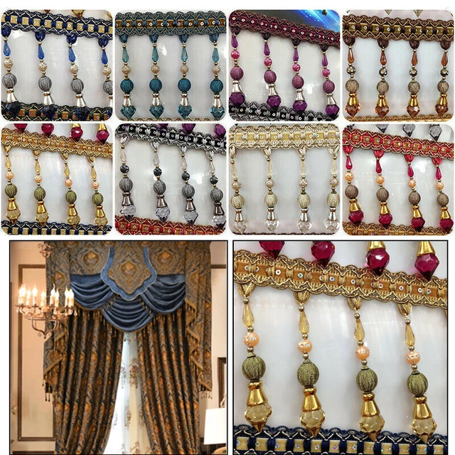 Curtain Sewing Fringe Trim Tassel Bead Lace Accessory Elegant Pendant Ribbon 1M