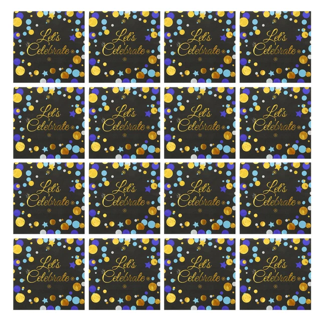 Karjiaja 40 Tovaglioli Di Carta Dorati Usa E Getta 33x33 Cm, Bianchi Con Pois Oro, 2 Strati, Per Compleanni E Matrimoni
