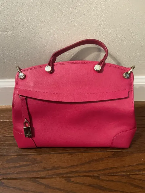 Furla My Piper Leather Small Top Handle Bag Purse Cross Body Pink Lightly Used