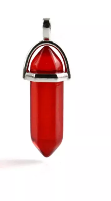 Red Crystal Natural Quartz  Gemstone Pendant Necklace USA Seller